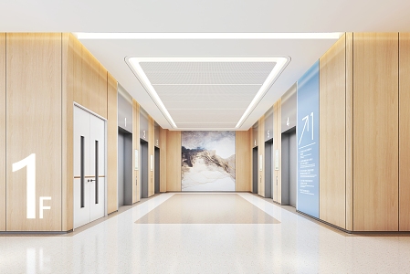 modern hospital elevator hall 3d model