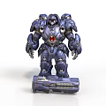Blue Armored Mecha Warrior Character With Mechanical Design And Large Weapon