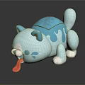 Cute Soft Blue And White Cat Plush Toy With Sticking Out Red Tongue