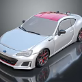Sleek Silver Sports Car With Red Roof And Red Alloy Wheels Design