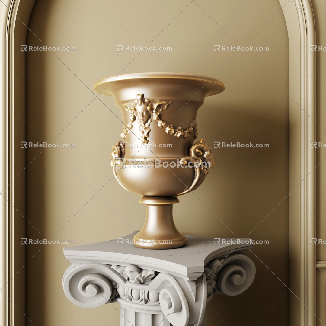 European-style metal vase ornaments 3d model