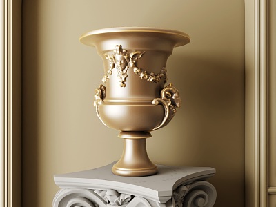 European-style metal vase ornaments 3d model