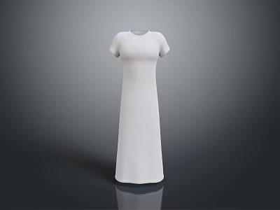 Women's White Short Sleeve Casual Dress With Simple Elegant Design 3d model