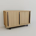 Modern Light Wooden Dresser with Two Doors Black Handles and Black Legs