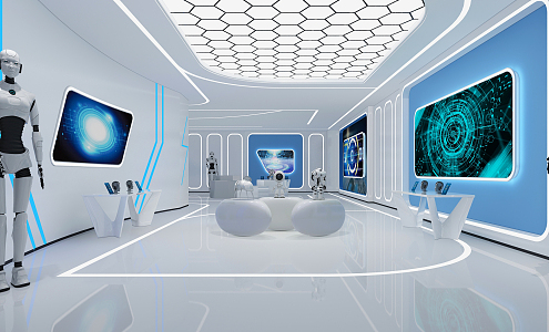 Modern Exhibition Hall Intelligent Robot Exhibition Hall 3d model