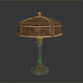 Rustic Copper Table Lamp Combination With Umbrella Shaped Shade And Conical Base Design