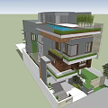 Modern Detached Villa With Rooftop Pool Multi Level Structure And Green Plants