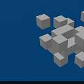 Abstract Commercial Equipment Design With White Cubes On Blue Background