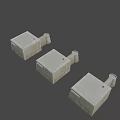 Ancient Stone Towers with Square Structure and Rough Textured Surface Aligned in a Row 3d model