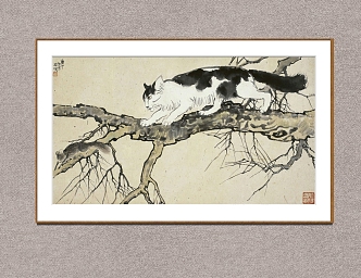 New Chinese Animal Painting Xu Beihong Catches Mice 3d model