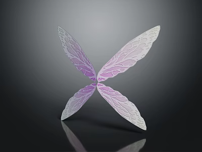 Elegant Modern Butterfly Wing Wall Decor With Purple White Gradient And Intricate Texture 3d model