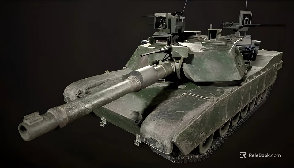 Modern Main Battle Tank With Long Barrel Green Camouflage And Tracked Hull 3d model 