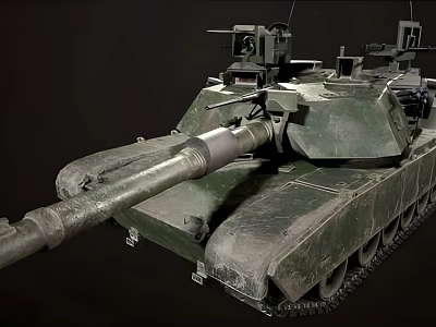 Modern Main Battle Tank With Long Barrel Green Camouflage And Tracked Hull 3d model