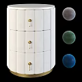 White Modern Nightstand With Three Drawers Gold Handles And Gray Green Blue Decorative Balls