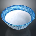 Ceramic Sculpture Carved Bowl With Blue And White Striped Pattern Design