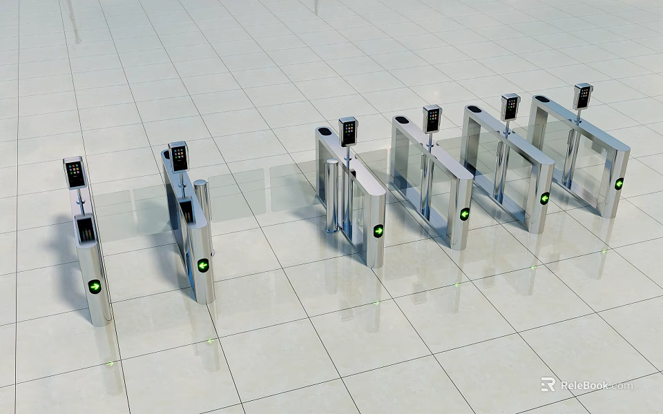 Public Facility Modern Turnstiles With Metal Structure And Security Access Control 3d model 