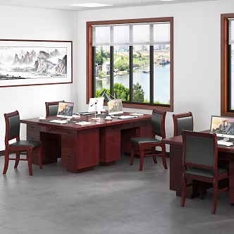 Modern office desk and chair combination 3d model