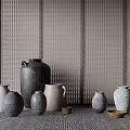 Combination of clay and clay pots 3d model