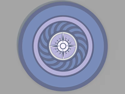 Decorative Floor Tiles with Circular Design Blue Purple Concentric Rings and Star Shaped Center 3d model