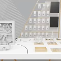 Modern Display Shelves With Geometric Lines And Wooden Accents In Inspiration Space For Retail Items