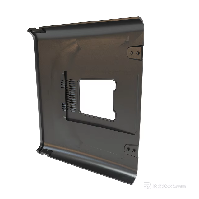 Black Metal Equipment Casing With Square Opening Ventilation Slots And Screw Holes 3d model 