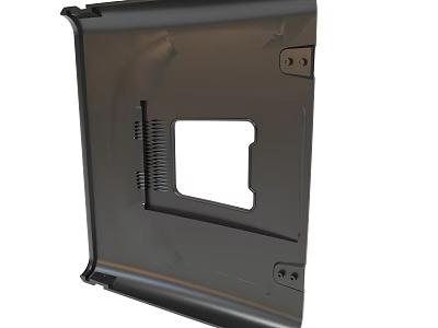 Black Metal Equipment Casing With Square Opening Ventilation Slots And Screw Holes 3d model