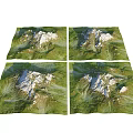Green Mountain Garden Landscape Design With Four Sectional Models And Lush Vegetation