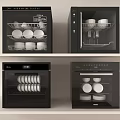 Modern Kitchen Appliances Electric Sterilizers with Dishes and Bowls on Shelves