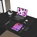 Modern Laptop Tablet Setup With Wireless Headphones Smart Watch And Phone