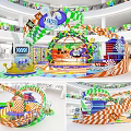 Vibrant Photo Check-in Spot With Colorful Striped Arch And Interactive Decorative Structures