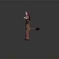Cartoon Donkey Game Character 3D Model Standing With Arms Outstretched Brown Body Pink Inner Ears