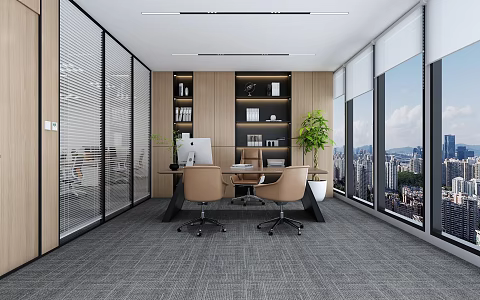 Modern Office Manager Office Desk and Chair 3d model