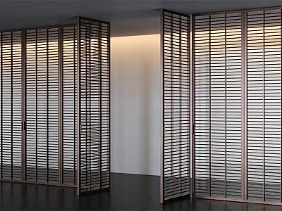 Modern Folding Doors With Vertical Slats For Interior Space Partition 3d model