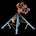 Colorful Ferris Wheel Model Garden Ornament With Blue Stand And Decorative Cabins