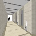 Modern Elevator Hallway Interior With Light Colored Walls Floor Tiles And Ceiling Design 3d model