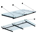 Sturdy Glass Canopy Structure With Transparent Panels And Metal Mounting Brackets 3d model