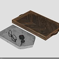 Wooden Herringbone Tray With Handles And Galvanized Metal Tray Holding Eyeglasses Car Keys Remote Control