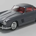 Classic Gray Mercedes Sports Car With Red Interior And Streamlined Vintage Design