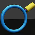 Vibrant Household Product With Blue Circular Ring And Yellow Cylinder Component