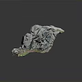 Natural Wood And Stone Rock Structure With Cracks Green Moss And Textured Surface
