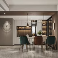 Modern Dining Living Area Interior Design With Pendant Lights And Wooden Accents