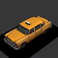 Vintage Yellow Taxi Car With Classic Design Checkerboard Stripes And Roof Sign