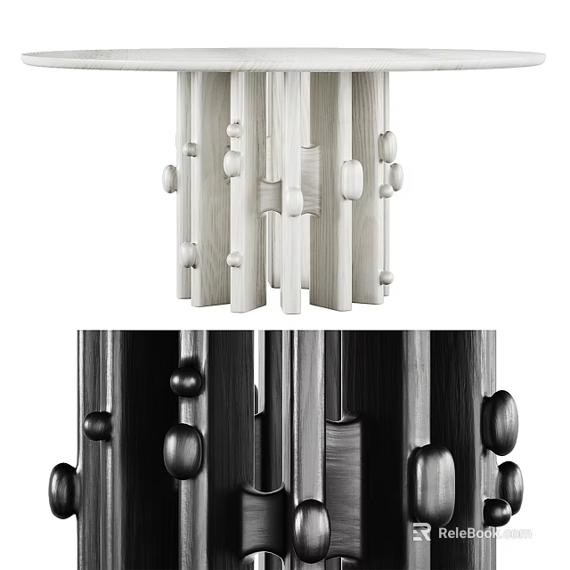 Modern Dining Table Set With Hanging Pendant Light And Matching Chairs 3d model