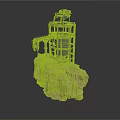 Rustic Industrial Metal Tower With Natural Rock Base And Staircase Platform
