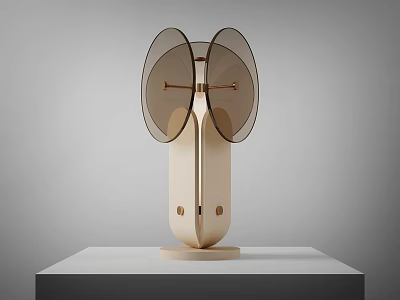 Modern Minimalist Table Lamp With Beige Base And Transparent Wing Shaped Shades 3d model