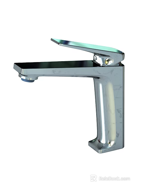 Modern Sleek Chrome Faucet With Polished Finish Single Handle And Tall Body 3d model 