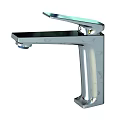 Modern Sleek Chrome Faucet With Polished Finish Single Handle And Tall Body