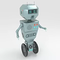 3D Robot Character With Display Screen Wheels Antennas And Mechanical Arms 3d model