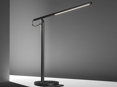 Sleek Modern Black Metal Desk Lamp With Adjustable Arm And Slim LED Light Bar 3d model