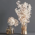 White Dried Flowers In Clear Glass Vases Elegant Home Decor Display Arrangement